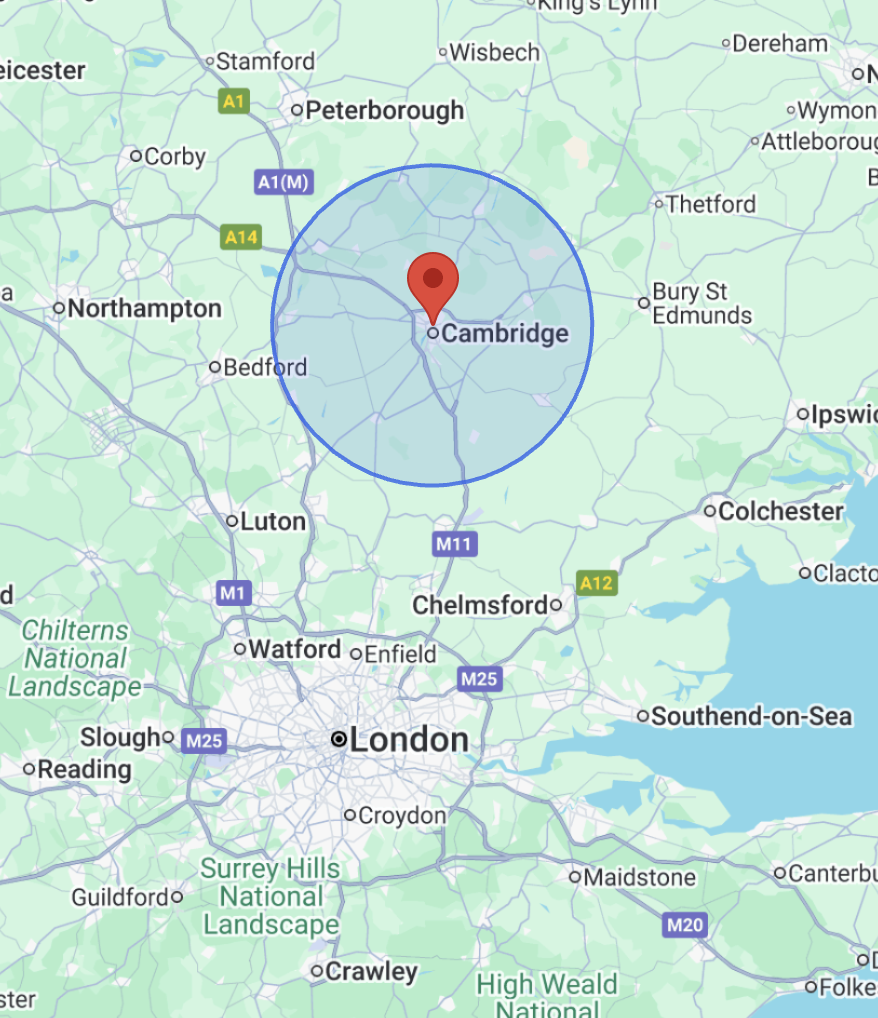 Map with Search Radius